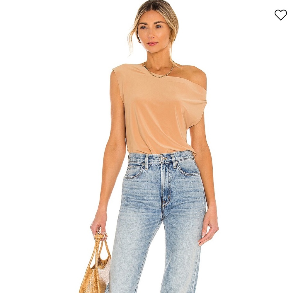 Norma Kamali Tan One-Shoulder Top